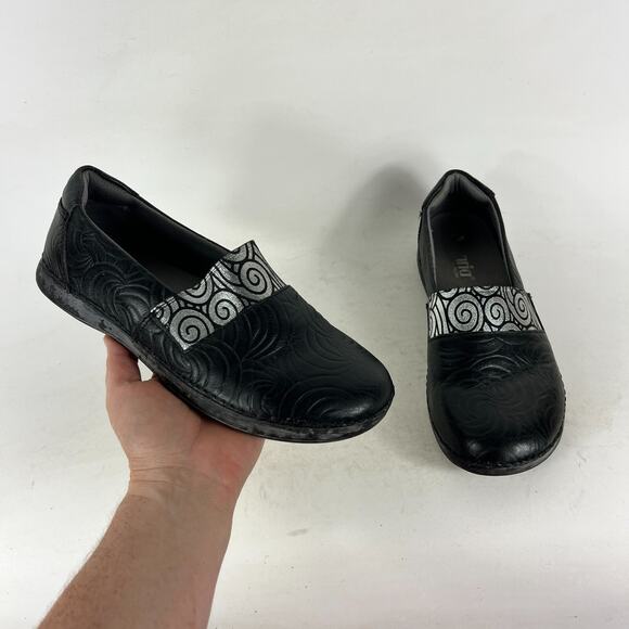 Alegria Loafers Womens 6.5 Black Leather Slip On Round Toe Comfort Shoes GLE-681 - Picture 1 of 10